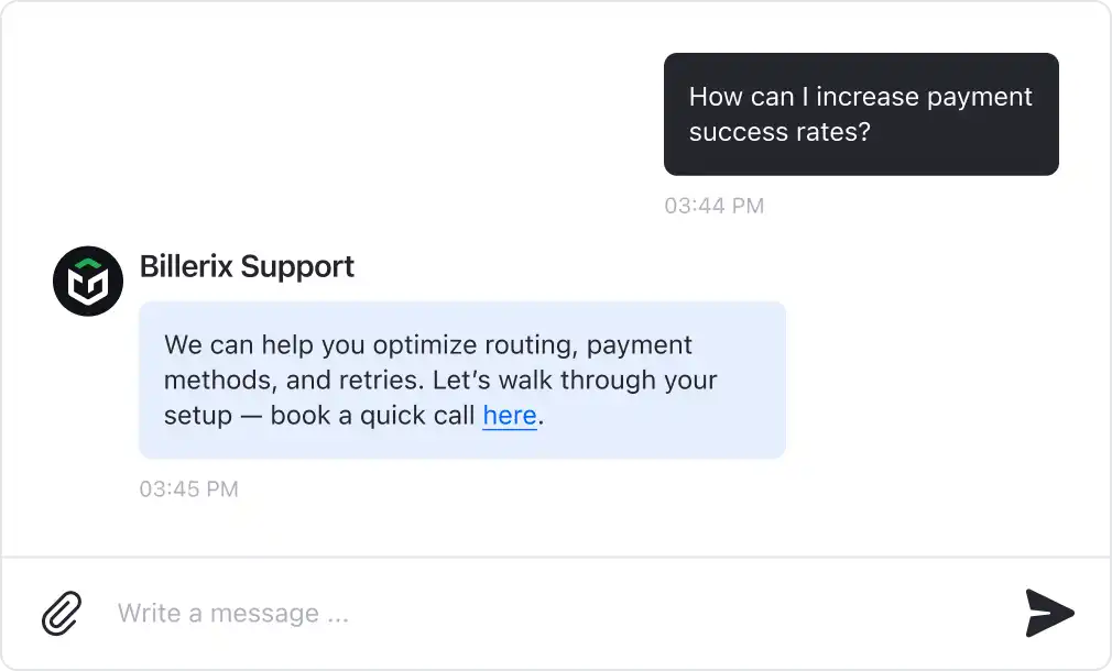 Support chat interface
